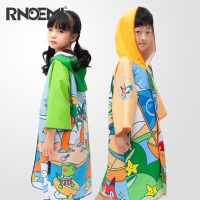 儿童游泳浴袍开襟浴巾斗篷宝宝连帽吸水速干沙滩男女童洗澡家居服