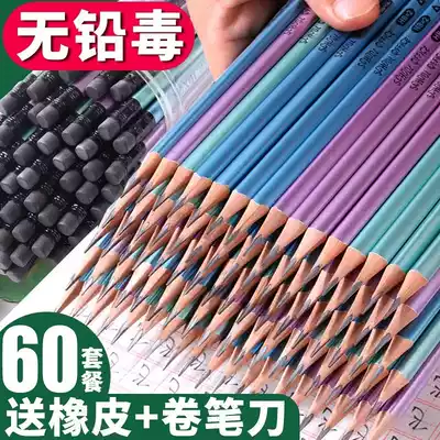 Primary school student pencil lead-free poison triangle rod 2-to-test card painting special kindergarten 2b children with eraser head learning stationery wholesale first grade beginner correction grip pencil
