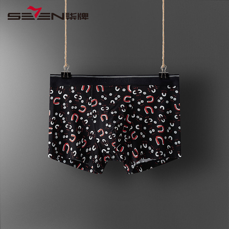 Men's underwear men's four-corner cotton Model Geometric printing elastic printing elastic personality quadcorners trend