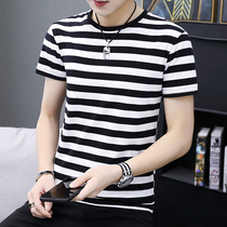 Official flagship store summer 2021 New Korean fashion fashion Mens gilt shirt summer round neck cotton half sleeve