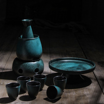 Wine warmer Iron jug White sake wine set Wine glass set Household old-fashioned Chinese style nostalgic Mid-Autumn Festival Celebration gift