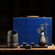 Chinese wine warmer ironing jug Household old-fashioned yellow wine white wine sake jug wine glass vintage ceramic wine set