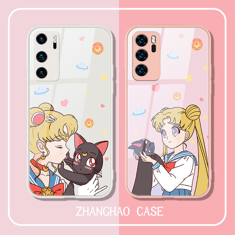Sailor Moon is suitable for Huawei p40pro mobile phone case p30 cute p50 water ice moon mate30 40pro glass 8 protective cover nova7 net red 9 female model glory 6