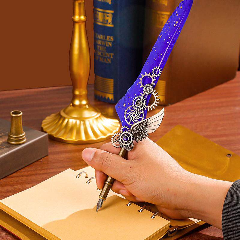 Retro Combination Lock Notebook Set Gift Box, Artistic Vintage Notebook with Mechanical Feather Pen, Can Be Engraved