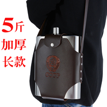 High-grade thick wine flask stainless steel 5kg outdoor portable Russian kettle portable metal white steel flat bottle