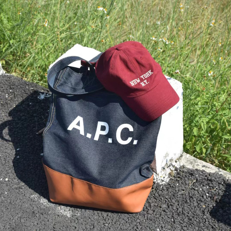 Korean New Style Apc Patchwork Denim Canvas Bag for Women, Large Capacity, Suitable for Students, Commuting, Single-Shoulder Tote Bag, Trendy on Instagram