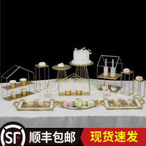 Golden wedding dessert table ornaments display rack birthday decoration cake snack tray shelf cold meal tea break table