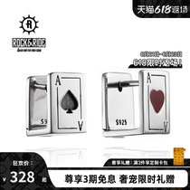 22 years new] ROCKRIDE Black Peach ACE Earnail Pure Silver Male Tide Hip Hop Superior sense of little personality