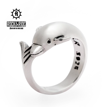 (Official) ROCKRIDE dolphin ring 925 sterling silver men and women fashion personality gift