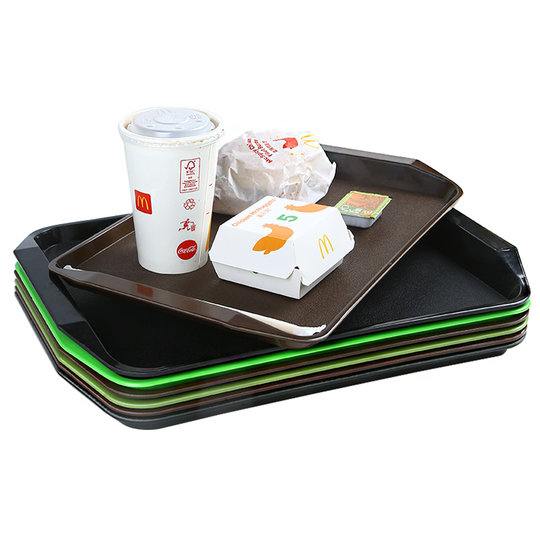 Пластиковый прямоугольный поднос для столовой, ресторана, отеля, для подачи блюд, гамбургеров, жареной курицы, коммерческий нескользящий обеденный тарелочный поднос