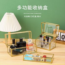 Light Extravagant Glass Cosmetics Containing Box Dust-Proof Tabletop Lipstick Red Skin Care Products Shelve Dresser Finishing Box