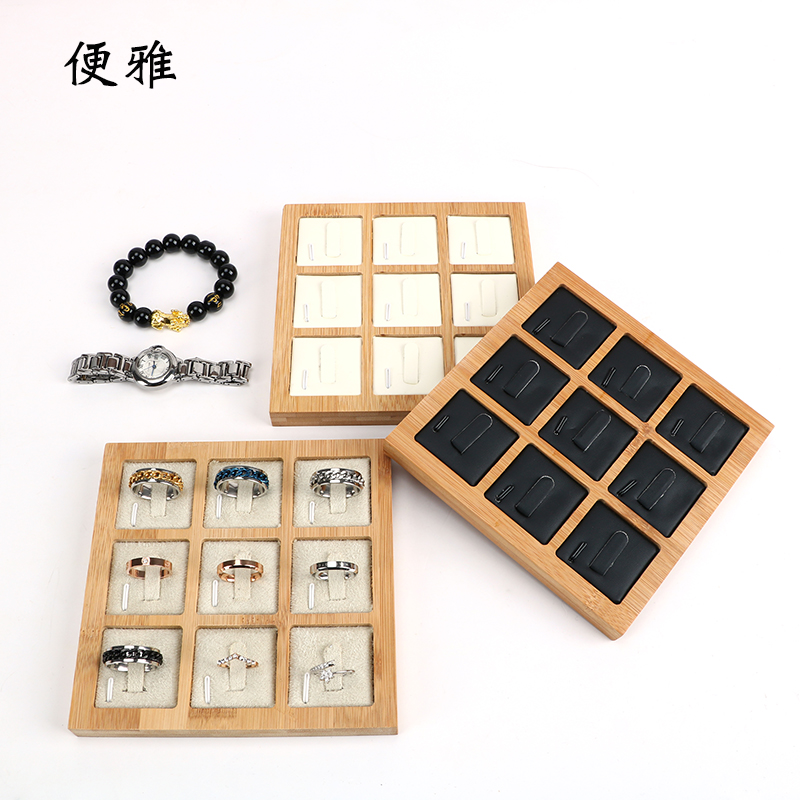Benjamin Bamboo Ring Display Stand Jewelry Ring Display Tray Counter Display Ring Pad