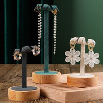 Poop elegant new style bamboo and wood round bottom earrings display rack ultra-slim fabric earrings hanging ear nail containing rack counter display