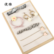 Elegant bamboo and wood jewelry display tray counter Display Prop Ornament Putting props swing stall with a small swinging platform