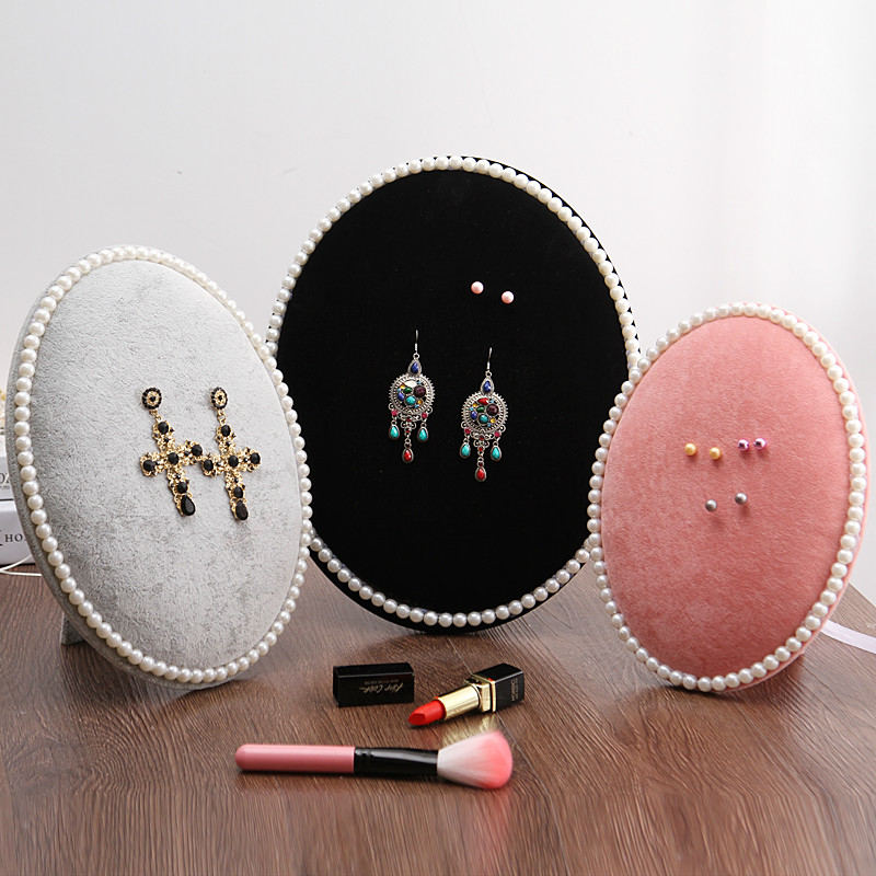 Oval Pearl Plate Earrings Frame Home Woman Earrings Containing Necklace Jewellery Show Shelf Hanging Wall Ear Stitch Ornament Shelf