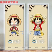 Cartoon One Piece Door Sticker Self-adhesive Furniture Cabinet Sticker Childrens Room Door Decoration Sticker Bedroom Door Sticker Lufei
