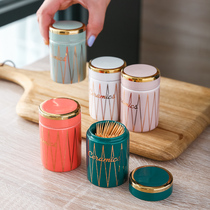 Ceramic toothpick box Home Living room toothpicks Light Extravagant Restaurant Upscale Toothpicks Bucket Nordic Creative Personality Toothpicks Tank