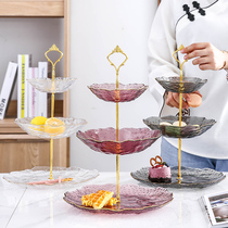 Fruit Pan Home Drawing Room Tea Table Triple Glass Fruit Tray Creative Personality Candy Snacking Snack Tray Modern Brief
