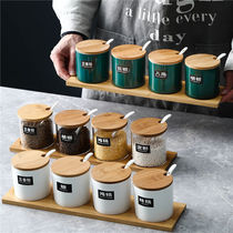 Nordic kitchen seasoning jar ceramic seasoning storage box set seasoning jar seasoning jar seasoning box salt sugar monosodium glutamate bottle jar