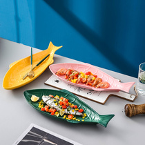 Creative Home Steamed Fish Dishes New Big ceramic Fish Shaped Dish Dishes Nordic Chopped Pretzels Fish Head Dedicated Fish Dish