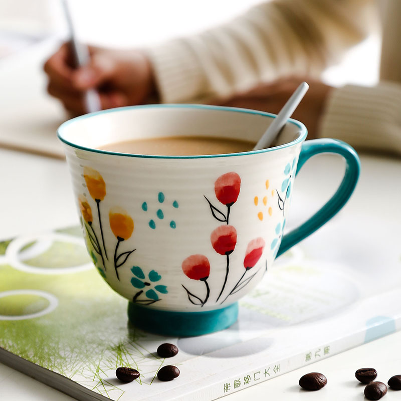 Hand-painted ceramic mug creative girl couple breakfast cup coffee cup office drinking cup home tea cup