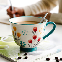 Ceramic hand-painted mug creative girl couple breakfast cup coffee cup office drinking cup home Tea Cup
