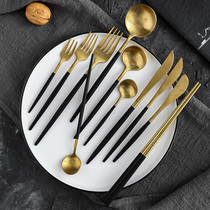 Light and luxurious 304 stainless steel Western dining cutlery Dining Spoon Western Dining Steak Knife Fork Child Sweet Spoons Fruit Forks