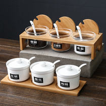 Kitchen seasoning box ceramic seasoning jar Japanese seasoning jar Creative Glass seasoning box household condiment storage box