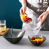 Day Style Glass Bowl Creative Individuality Single Student Fruit Salad Bowl Bucket Hat Bowl Net Red and Transparent Big Rice Bowl