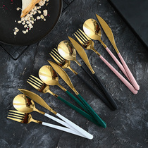 Nordic Western Dining Fork two sets Stainless Steel Steak Knife Fork Spoon Suit Home Net Red Ins Cutlery Three Sets