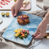 Nordic light and luxurious marble striped chopping block antibacterial and mildew-proof ceramic chopping board kitchen thickened fruit adhesive plate case plate