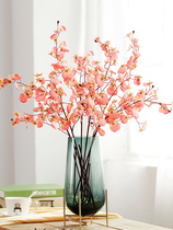 Nordic living room bedroom yellow simulation dancing orchid dry bouquet ornaments high quality TV cabinet plastic fake flower decoration