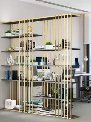 Nordic wrought iron partition shelf floor office living room simple bookshelf screen creative stainless steel storage shelf