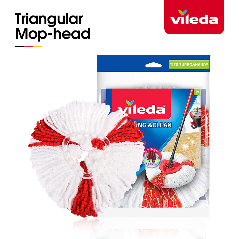 German Weilida Triangular Rotating Mop Head Universal Thickened Cotton Mop Head Replacement Accessory for Household Use, One Mop Cleans All