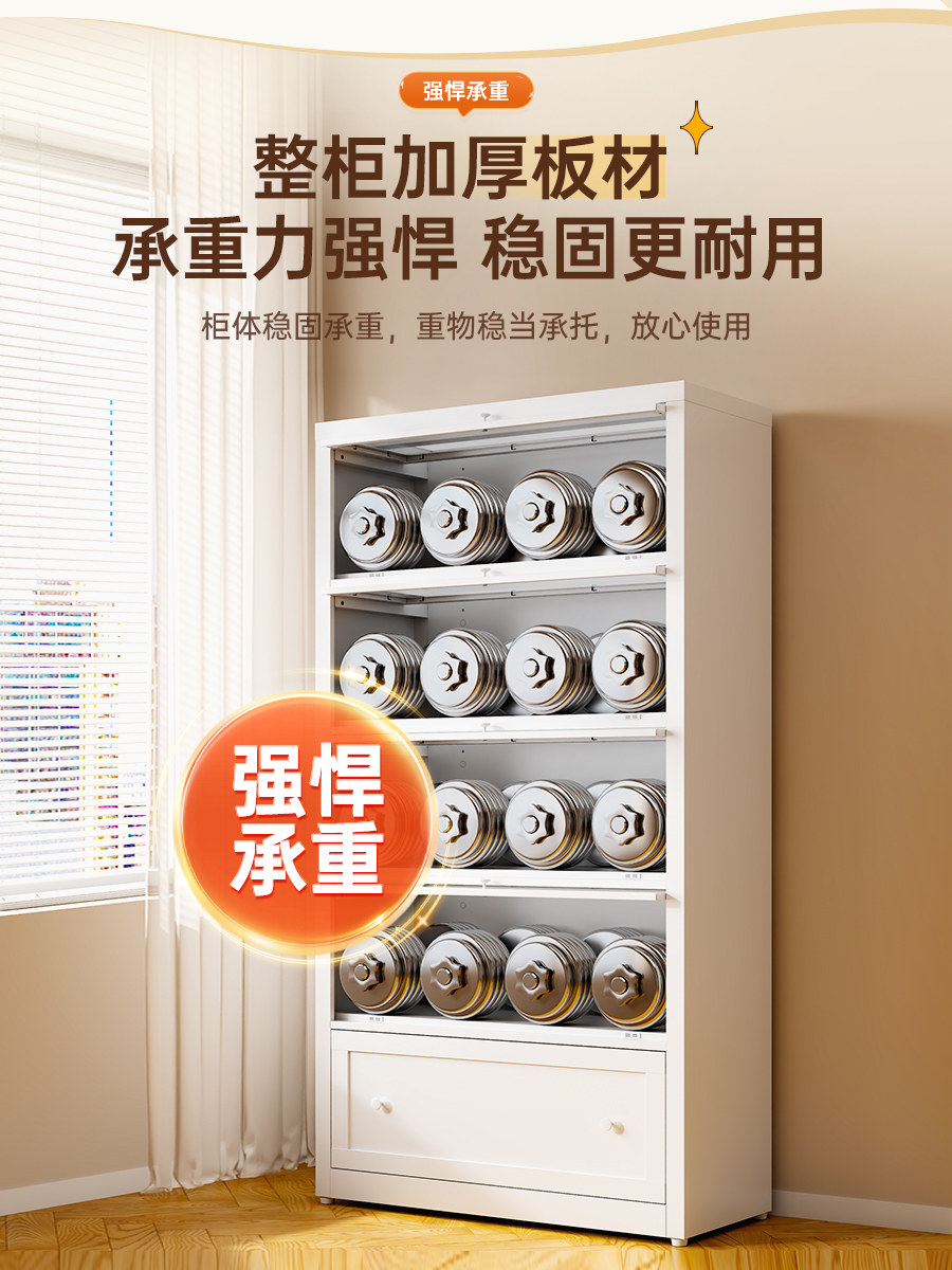 Steel Glass Door Bookcase Dust-Proof Cupboard Drawer Cabinet Floor-Standing Multi-Layer Home Living Room Display Cabinet Children's Storage Cabinet