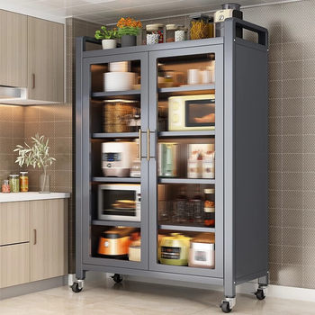 Kitchen Storage Cabinet, Household Multi-Functional Storage Cabinet, Movable Double-Door Integrated Cabinet, Dust-Proof Cabinet, Storage Cabinet, Cupboard