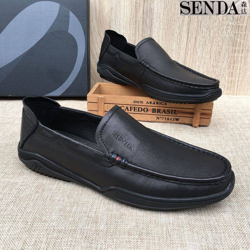 Sensa Senda Men's Shoes Genuine Leather Daily Business Casual Leather Shoes Cover Footed Men Soft Base Bull Leather Comfort Men's Shoes