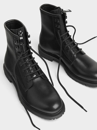 WALK ZARA men's shoes black lace-up work boots Martin boots short boots genuine leather high-top motorcycle boots leather boots