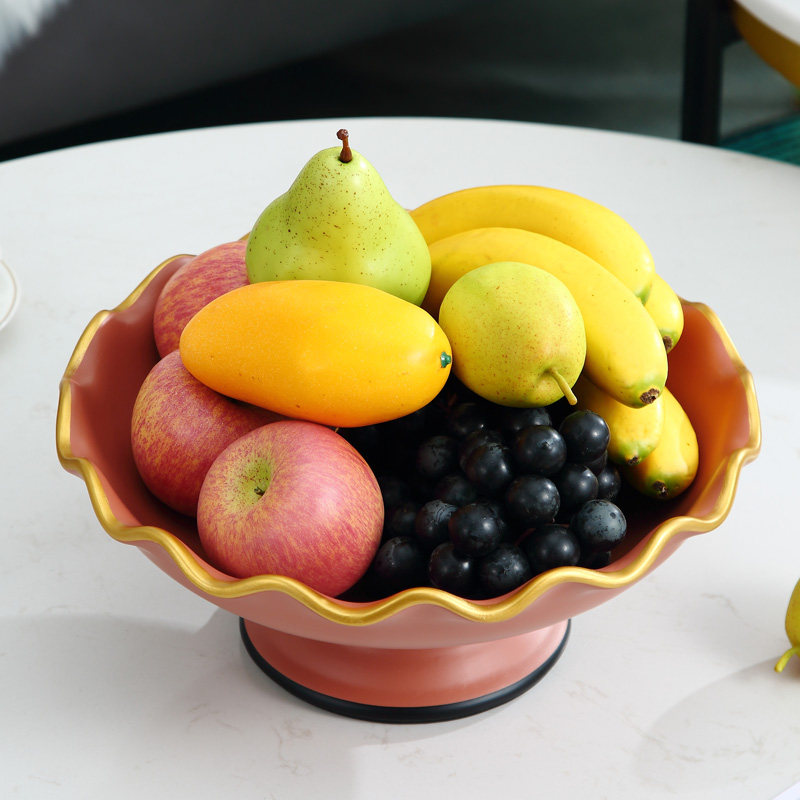 Nordic Light Lavish Ceramic Fruit Pan Creative Modern Living Room Tea Table Pendulum with three suit Eurostyle extravagant upscale