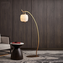 New Chinese living room Zen Classical modern creative fishing glass Chinese style study Tea room Antique floor lamp