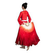 Xia Hui Wanjiangs same style silk dance fan double-sided burgundy extended large classical fan Jiuer props dance fan