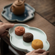 Tango Fruit Pan Tea Point Pan Green porcelain Tea Dish Day Style Zen-style Tea Dao Ceramic Pot Bearing Dry Bubble Table Small Tea Tray Accessories