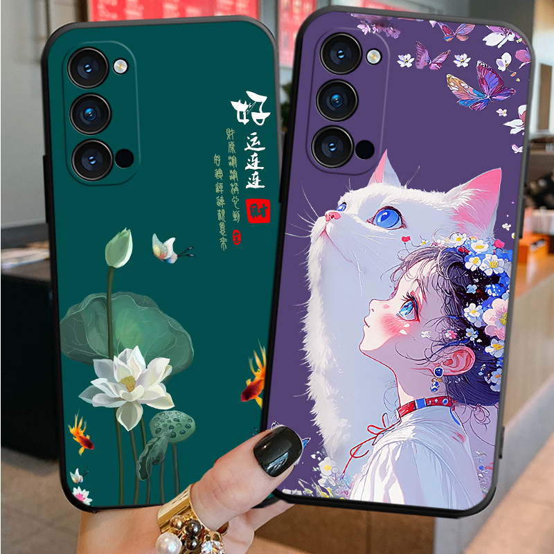 Suitable for Oppo Reno4 Phone Case Pdpm00 Anti-Drop Oppo Reno4 Soft Case 0Ppreno4 Protective Cover Op Opereon4 for Men and Women Op0Ren4 Creative Rone4 Cartoon New Model Opo