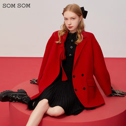 SOMSOM/SOMA 100 ເສື້ອຂົນແກະຜ້າຂົນສັດບໍລິສຸດສໍາລັບແມ່ຍິງລະດູຫນາວລະດູຫນາວກາງຍາວອອກແບບ niche woolen coat