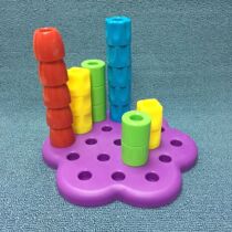 6688 storey stacked high stack high Oriental baby-friendly new baby-friendly red yellow and blue assembled desktop building block toys