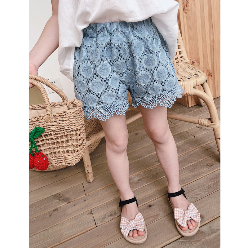 Girl Shorts Outside Wearing Thin 2022 Summer 100 hitch baby Children Ocean Lace Lace Casual Pants Tide