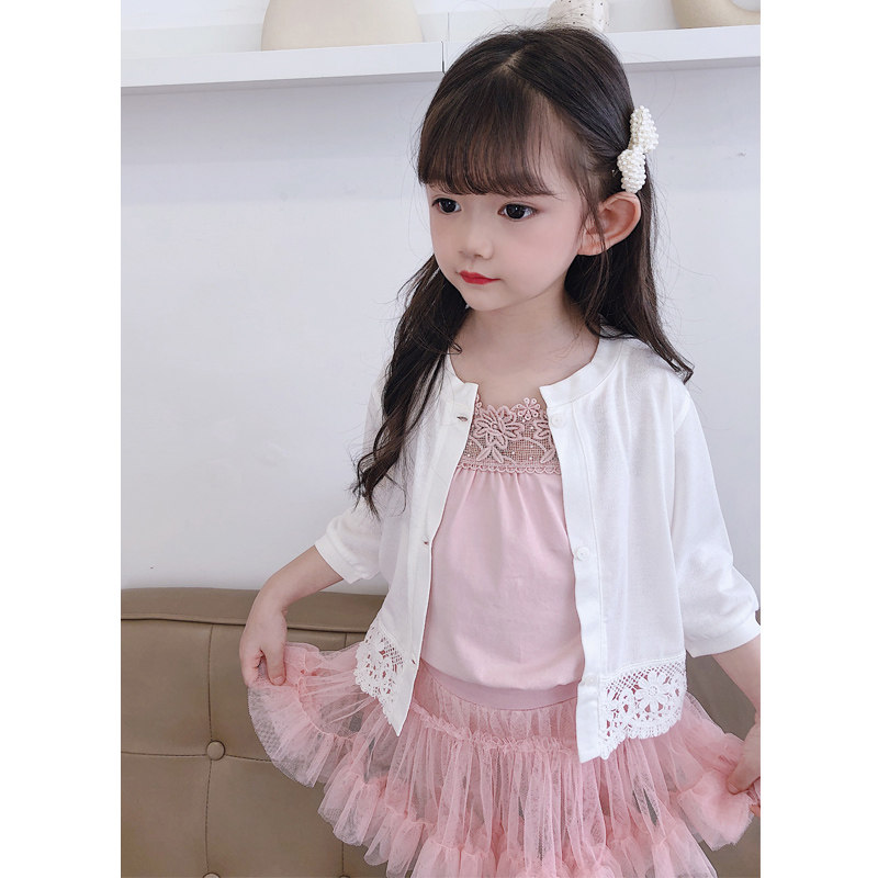 Girl Sunscreen Ice silk Summer thin Breathable Baby Air Conditioning Hooded Jacket White Fashion Children Sunscreen