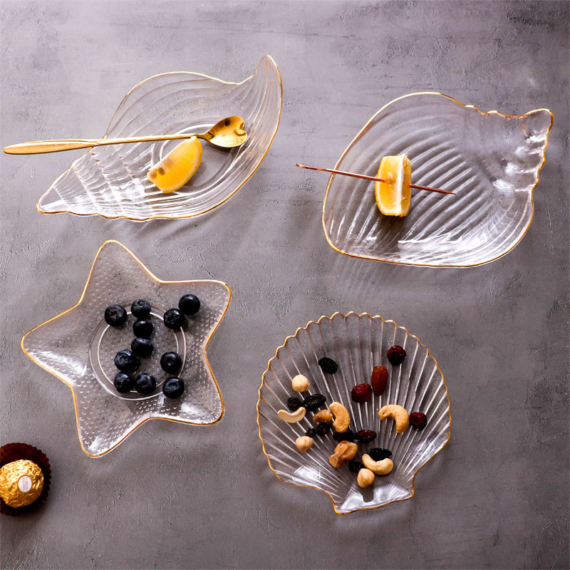 Phantom of the Opera Phnom Penh transparent glass plate ocean series bowl tableware set fruit plate snack dessert cake plate