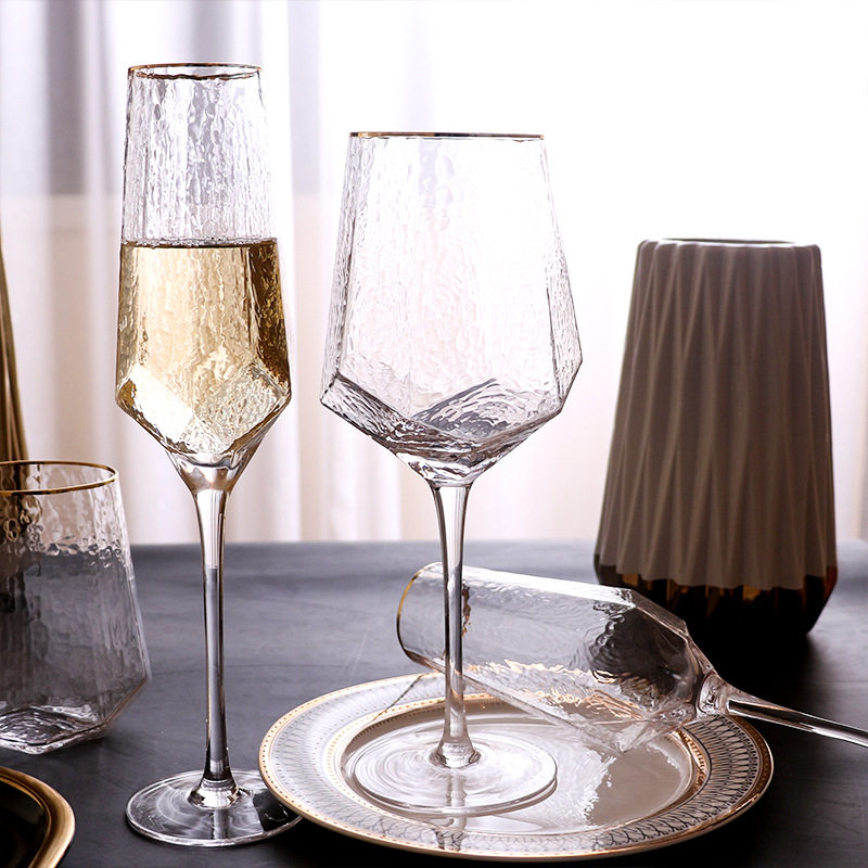 Phantom creative diamond glass Nordic vintage crystal goblet Phnom Penh Champagne glass Diamond cup