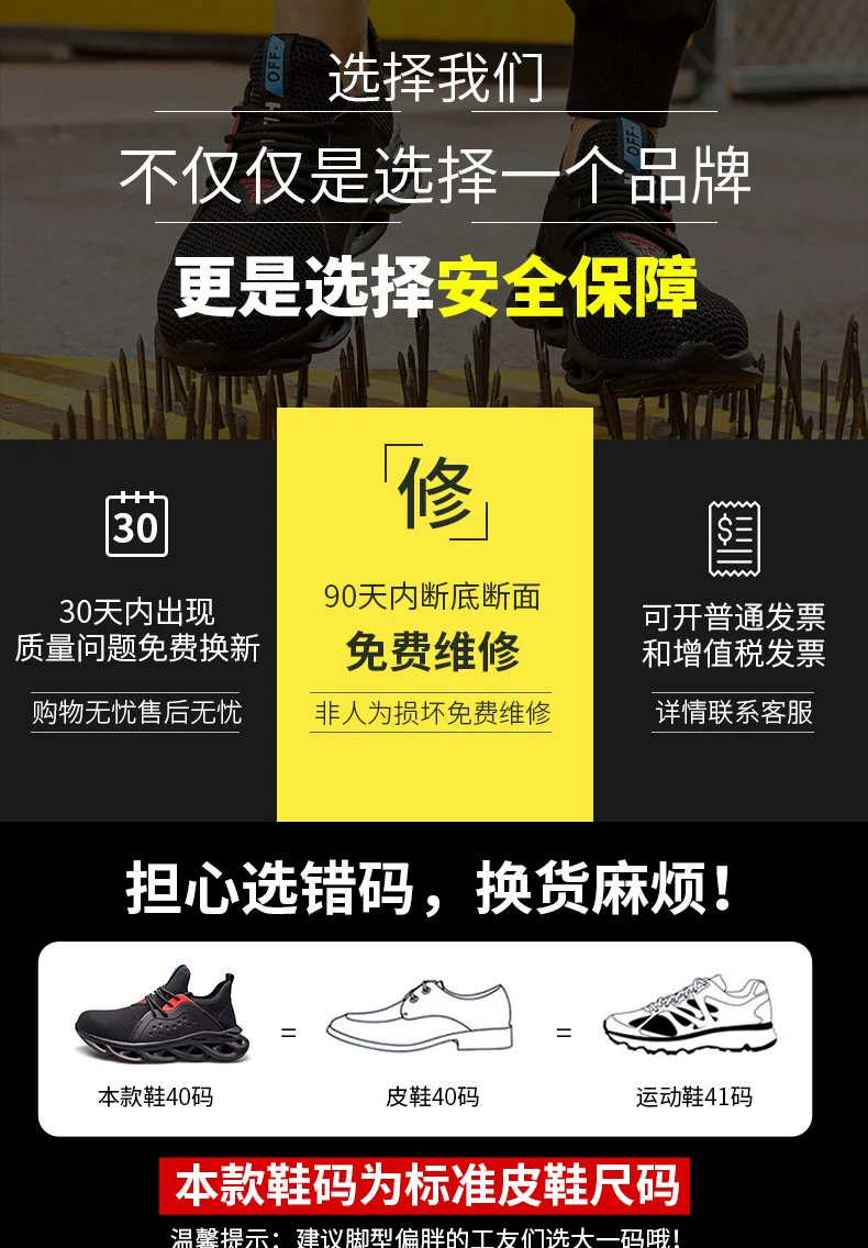 Labor protection shoes for men in autumn, steel toe caps, anti-smash and anti-puncture work shoes, soft soles, wear-resistant, breathable, lightweight mesh safety shoes